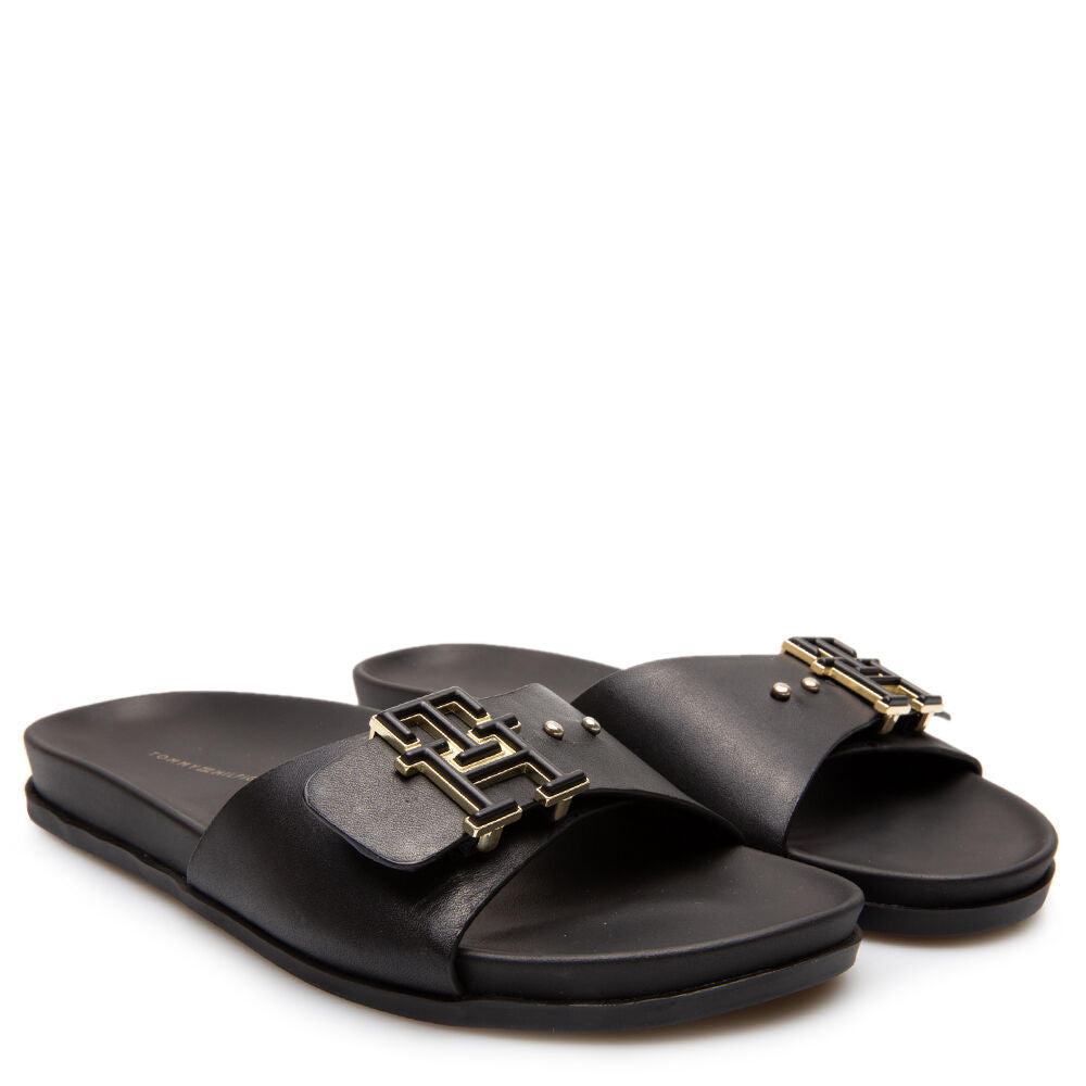 Tommy Hilfiger Th Hardware Leather Flat Sandal FW0FW07940