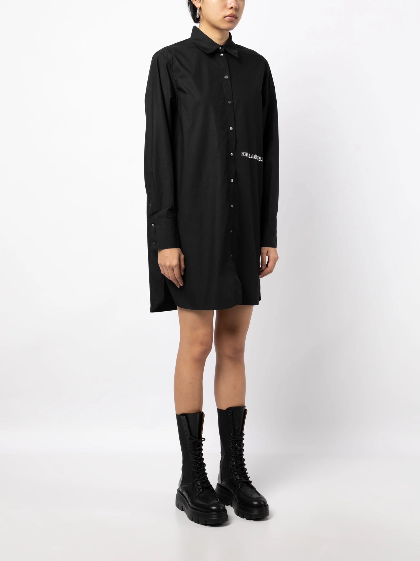 Karl Lagerfeld Logo-embossed Cotton Shirt Dress 235W1600