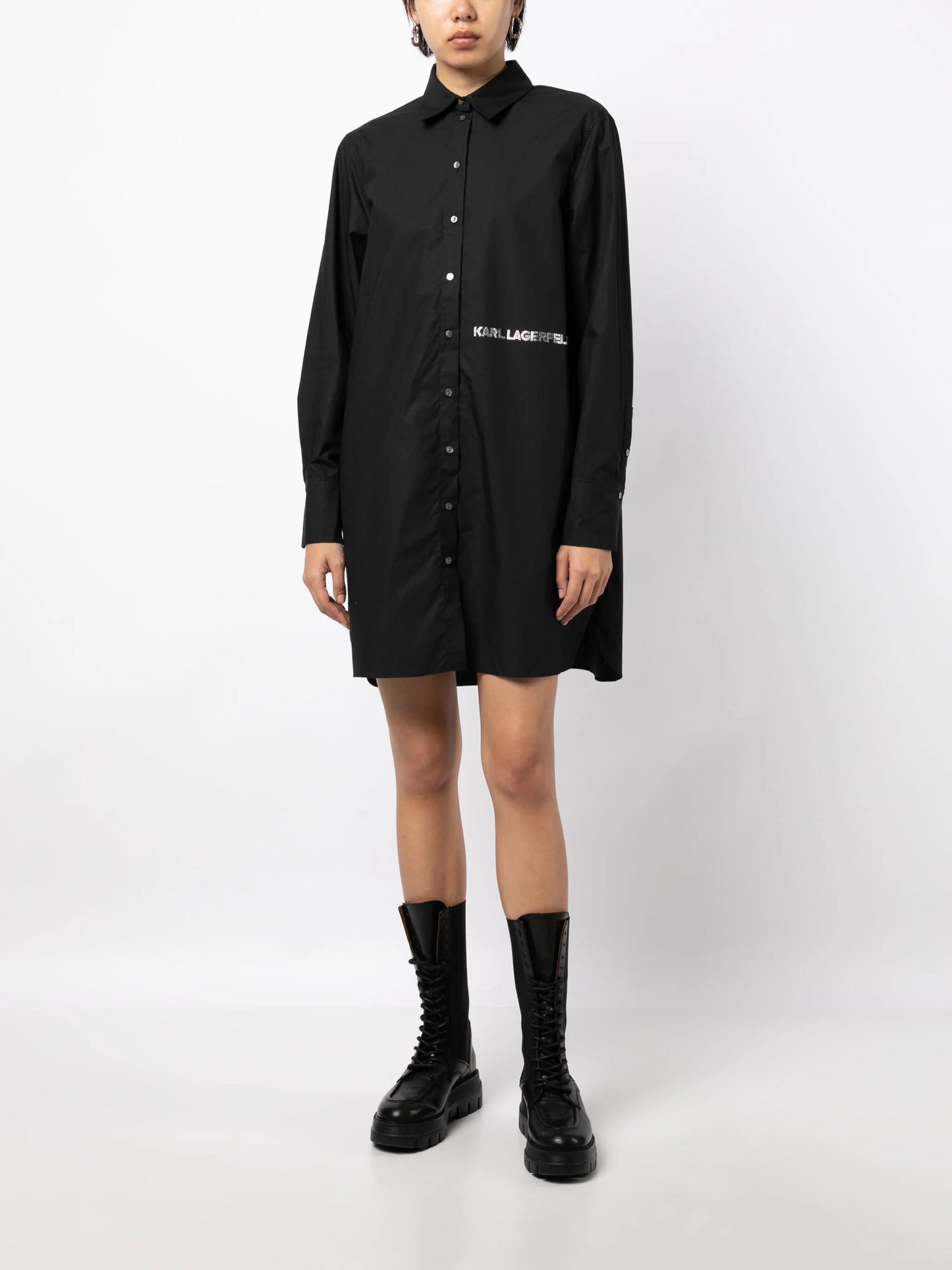 Karl Lagerfeld Logo-embossed Cotton Shirt Dress 235W1600