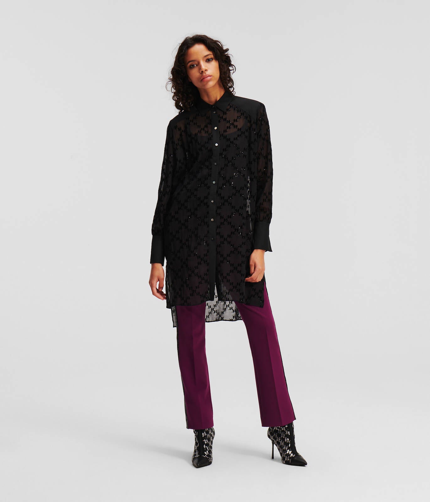 Karl Lagerfeld Monogram Sparkle Tunic Shirt 236W1607