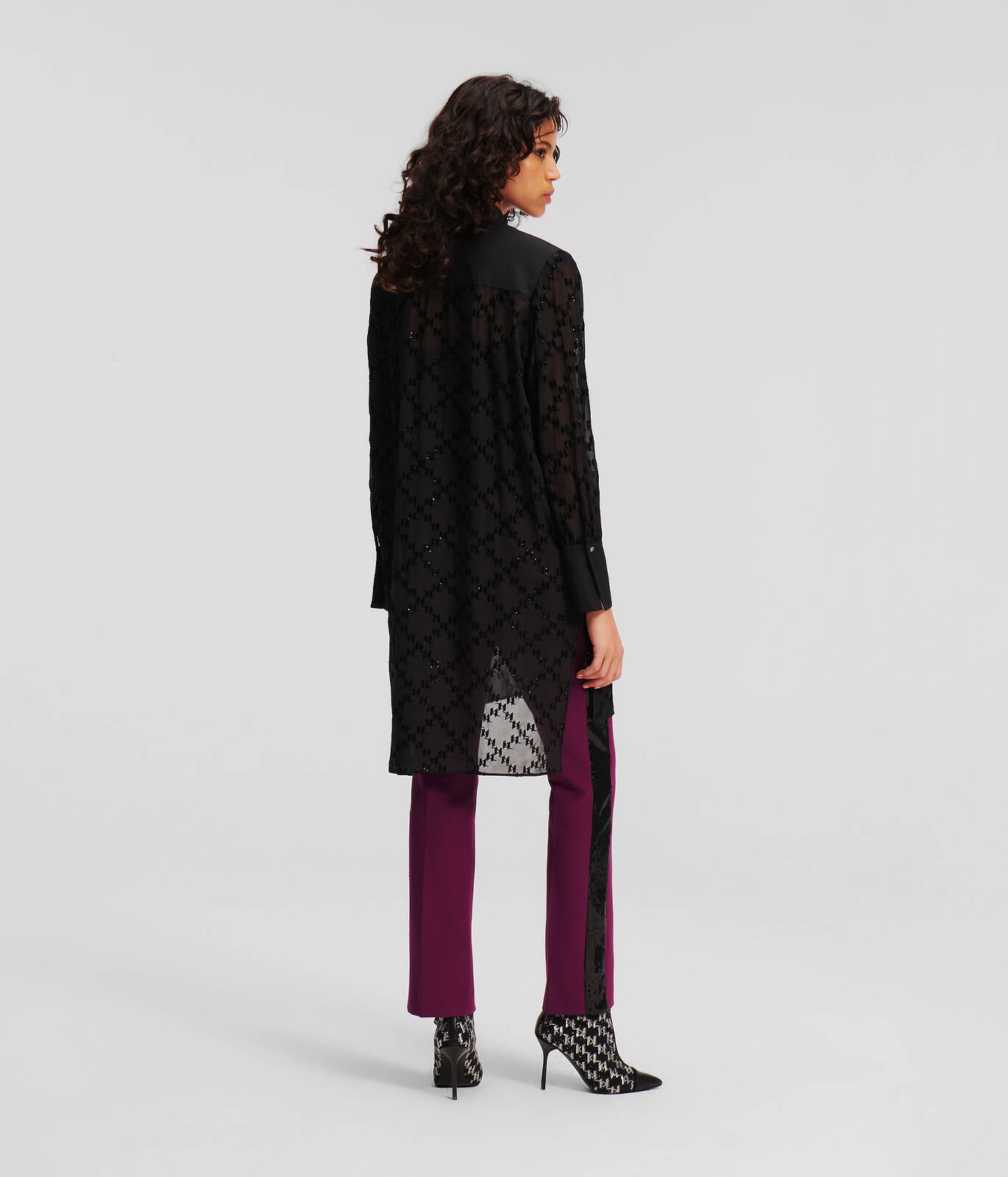Karl Lagerfeld Monogram Sparkle Tunic Shirt 236W1607
