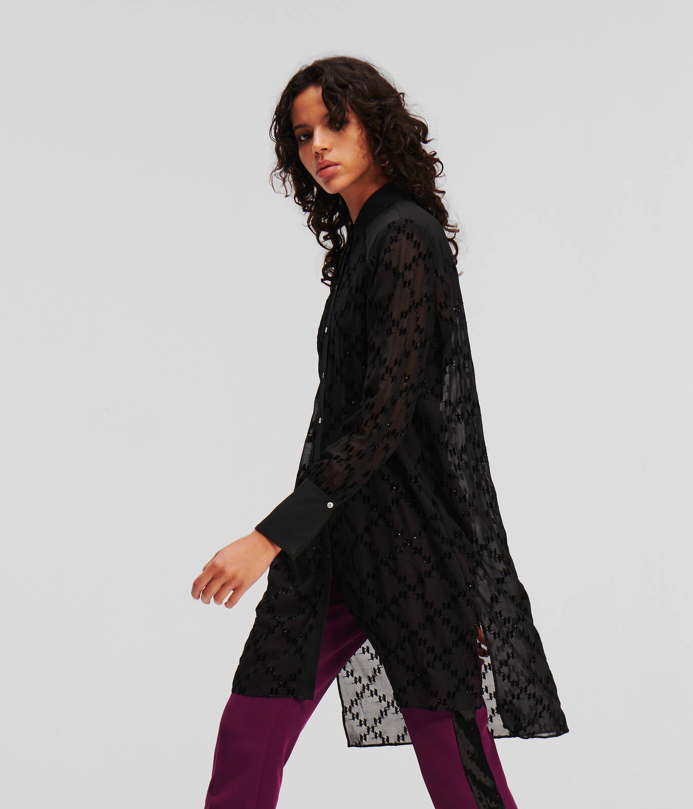 Karl Lagerfeld Monogram Sparkle Tunic Shirt 236W1607
