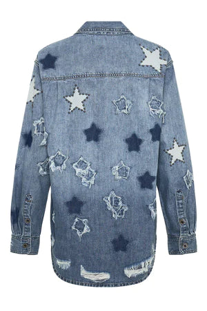 One Teaspoon Johny Blue Star Classic Denim Shirt 26K25926