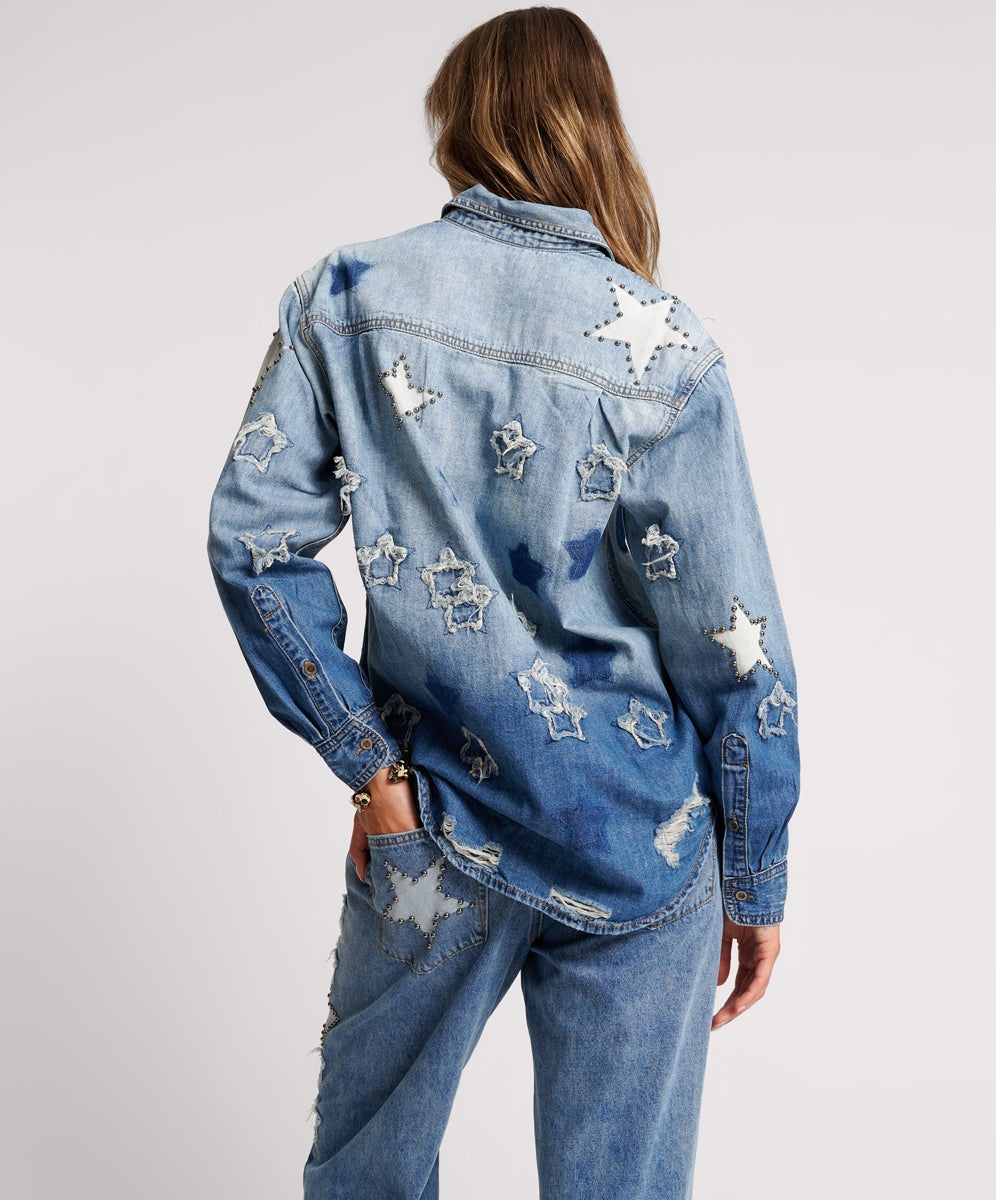 One Teaspoon Johny Blue Star Classic Denim Shirt 26K25926