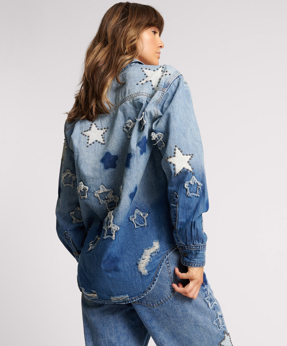 One Teaspoon Johny Blue Star Classic Denim Shirt 26K25926