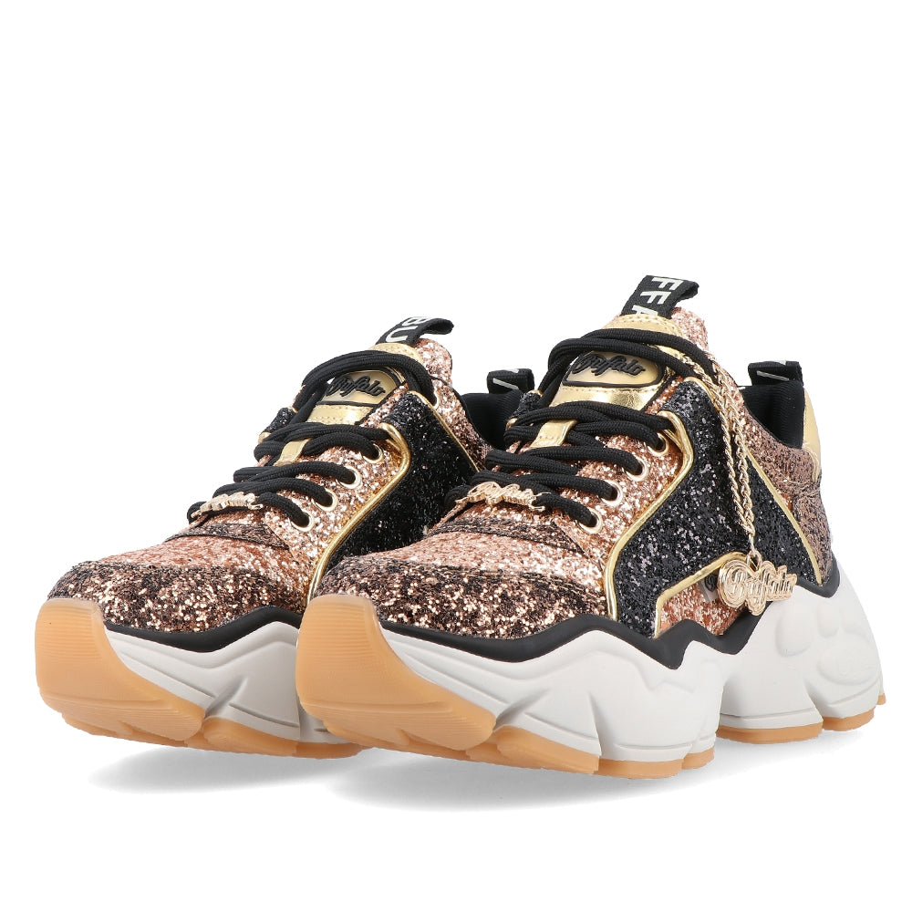Buffalo Vegan Binary Glitter Gold/Black Mulher BN16309621