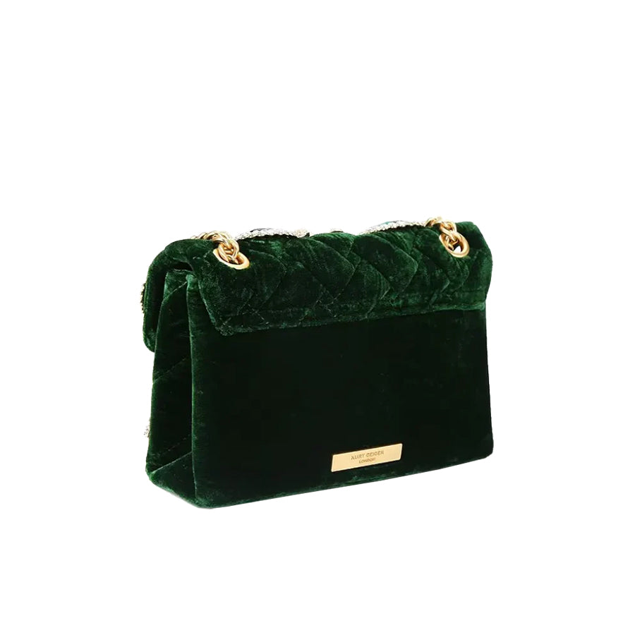 Kurt Geiger Velvet Mini Kensington Πράσινη Τσάντα Με Στρας 5018771789