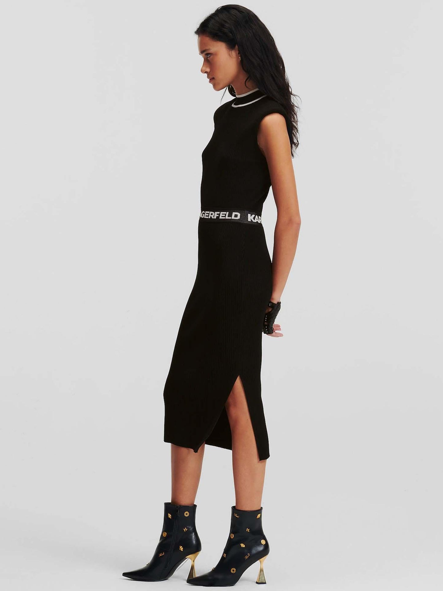 Karl Lagerfeld High Neck Knit Dress 235W1310