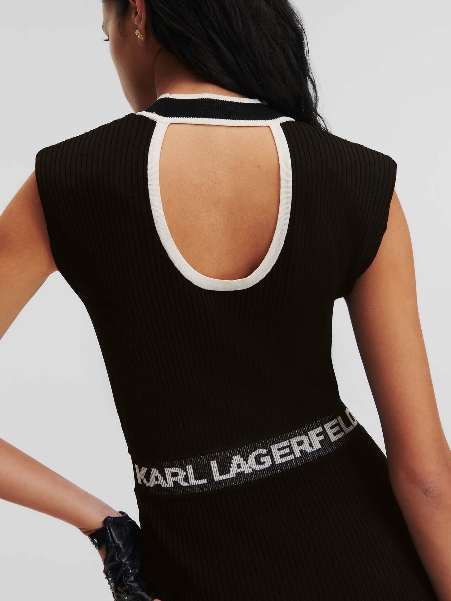 Karl Lagerfeld High Neck Knit Dress 235W1310