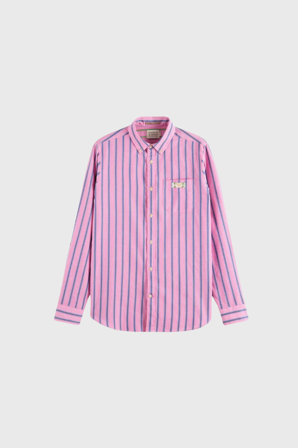 Scotch & Soda Regular Fit Striped Shirt With Sleeve Adjustment 171619