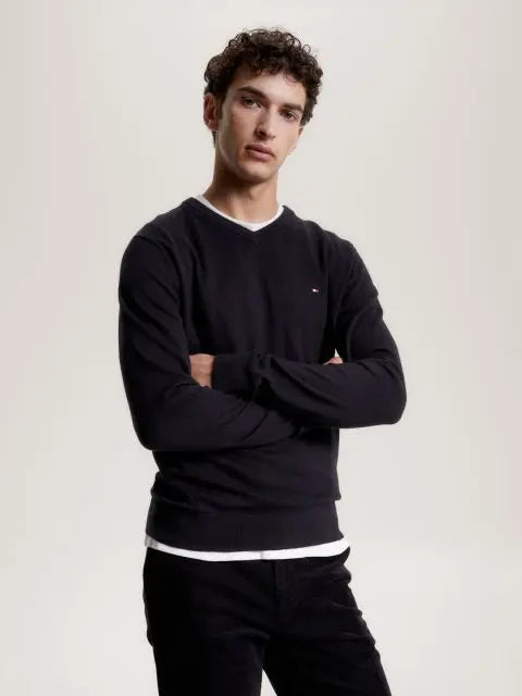 Tommy Hilfiger Cotton Cashmere V-Neck Jumper MW0MW28047