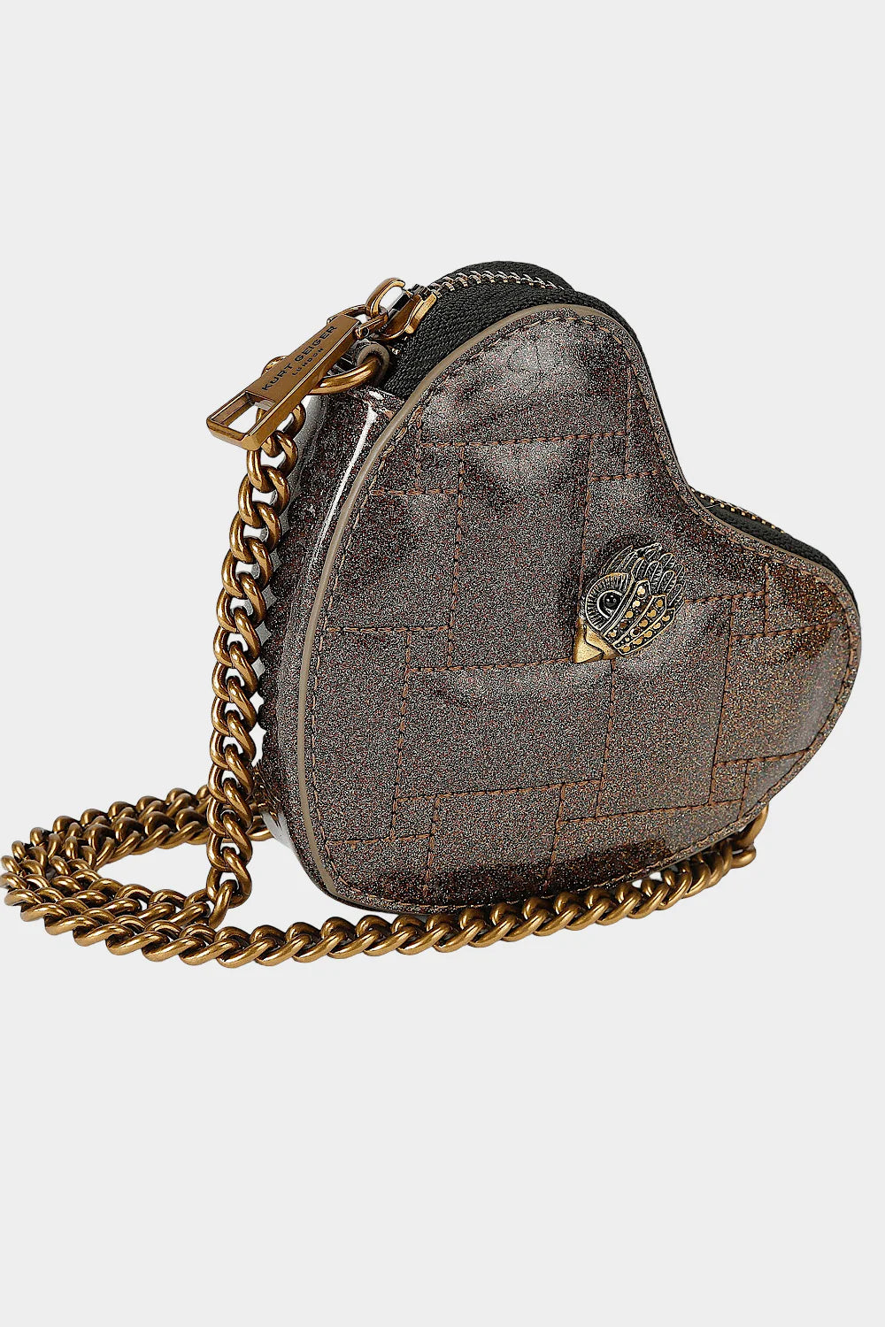 Kurt Geiger Micro Heart Glitter Quilted Crossbody Τσάντα 4029260769
