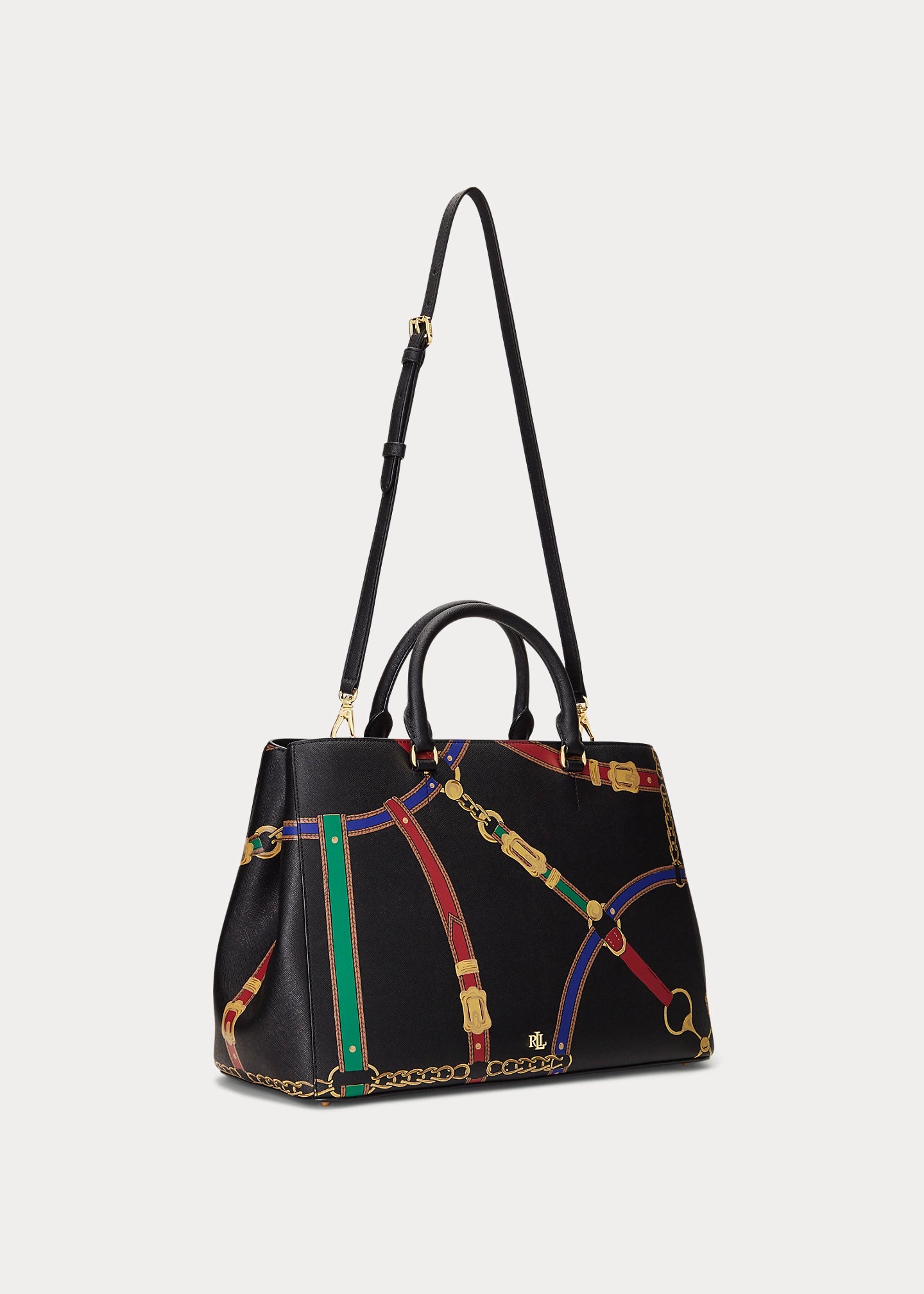 Ralph Lauren Crosshatch Leather Large Hanna Satchel 431898556019
