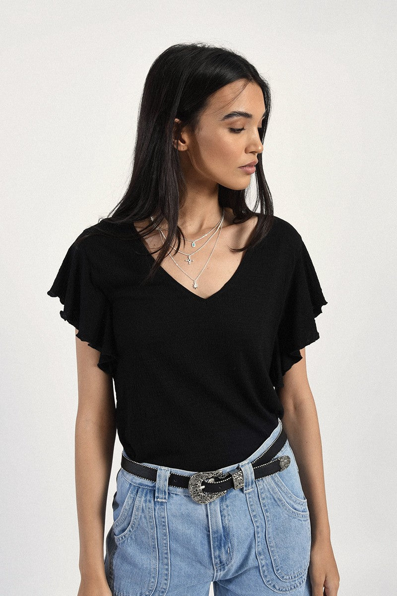 Molly Bracken Ladies Knitted Μαύρο Μπλουζάκι E1615BE