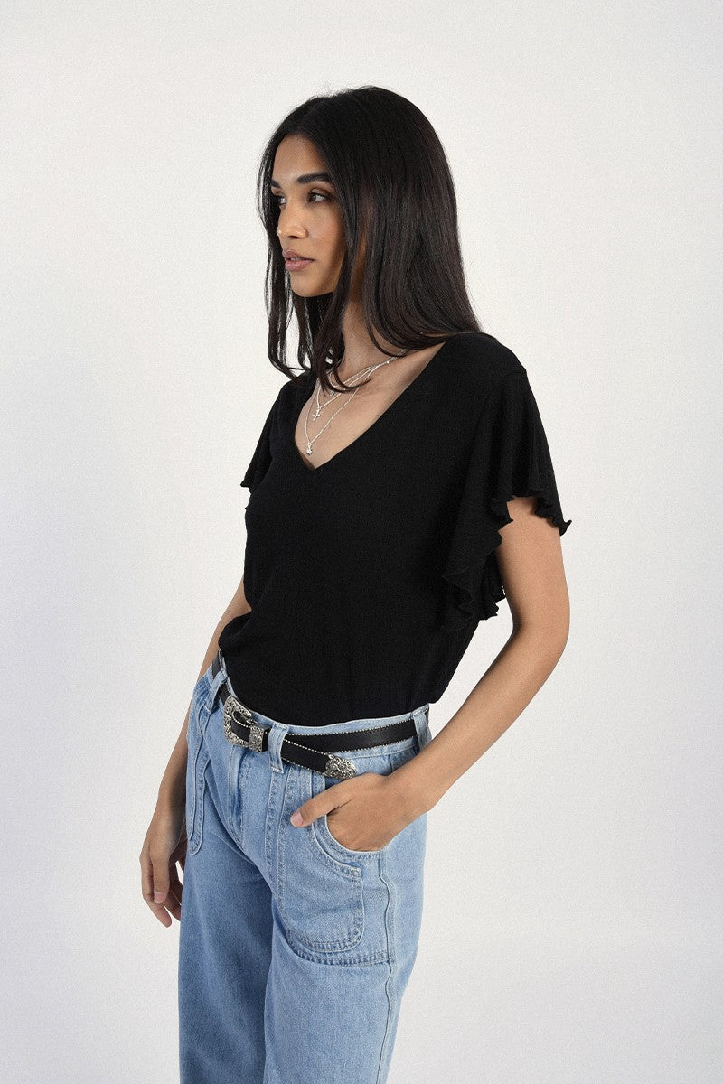 Molly Bracken Ladies Knitted Μαύρο Μπλουζάκι E1615BE