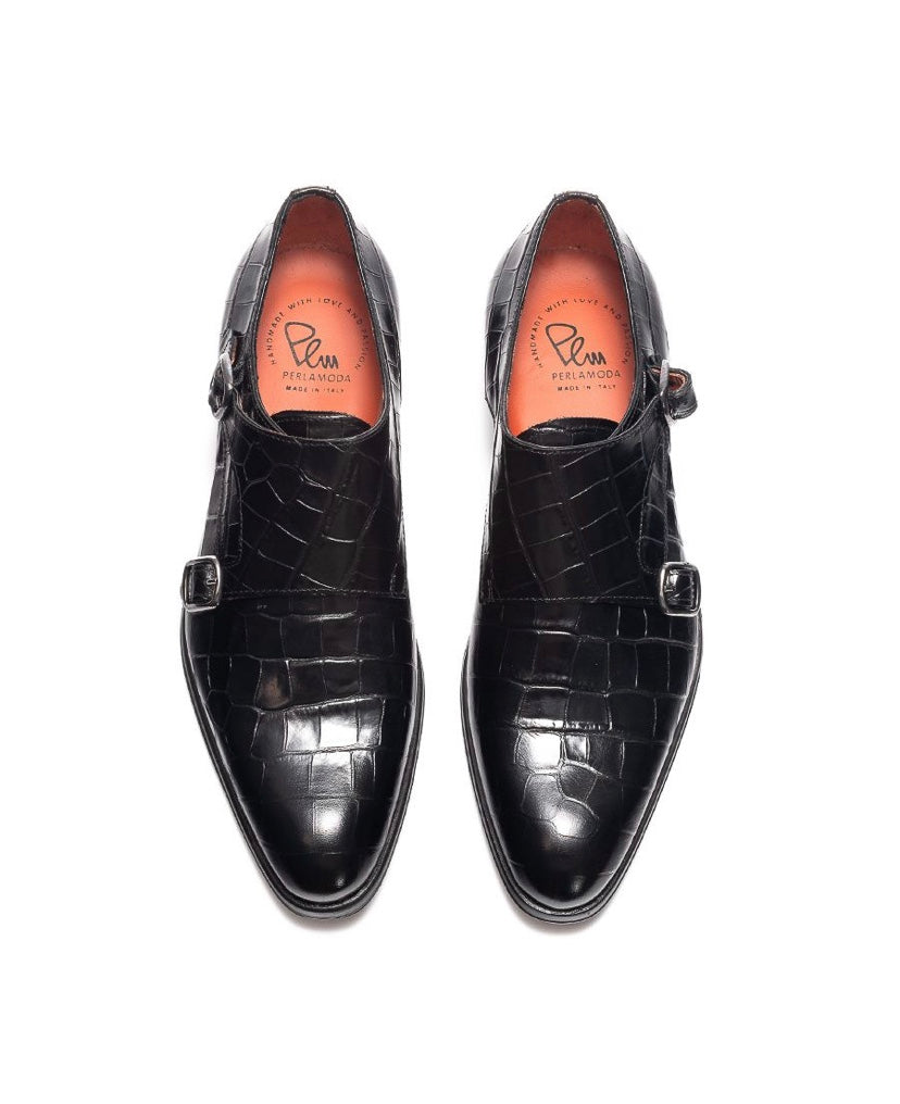 PERLA MODA Leather shoes with double buckle