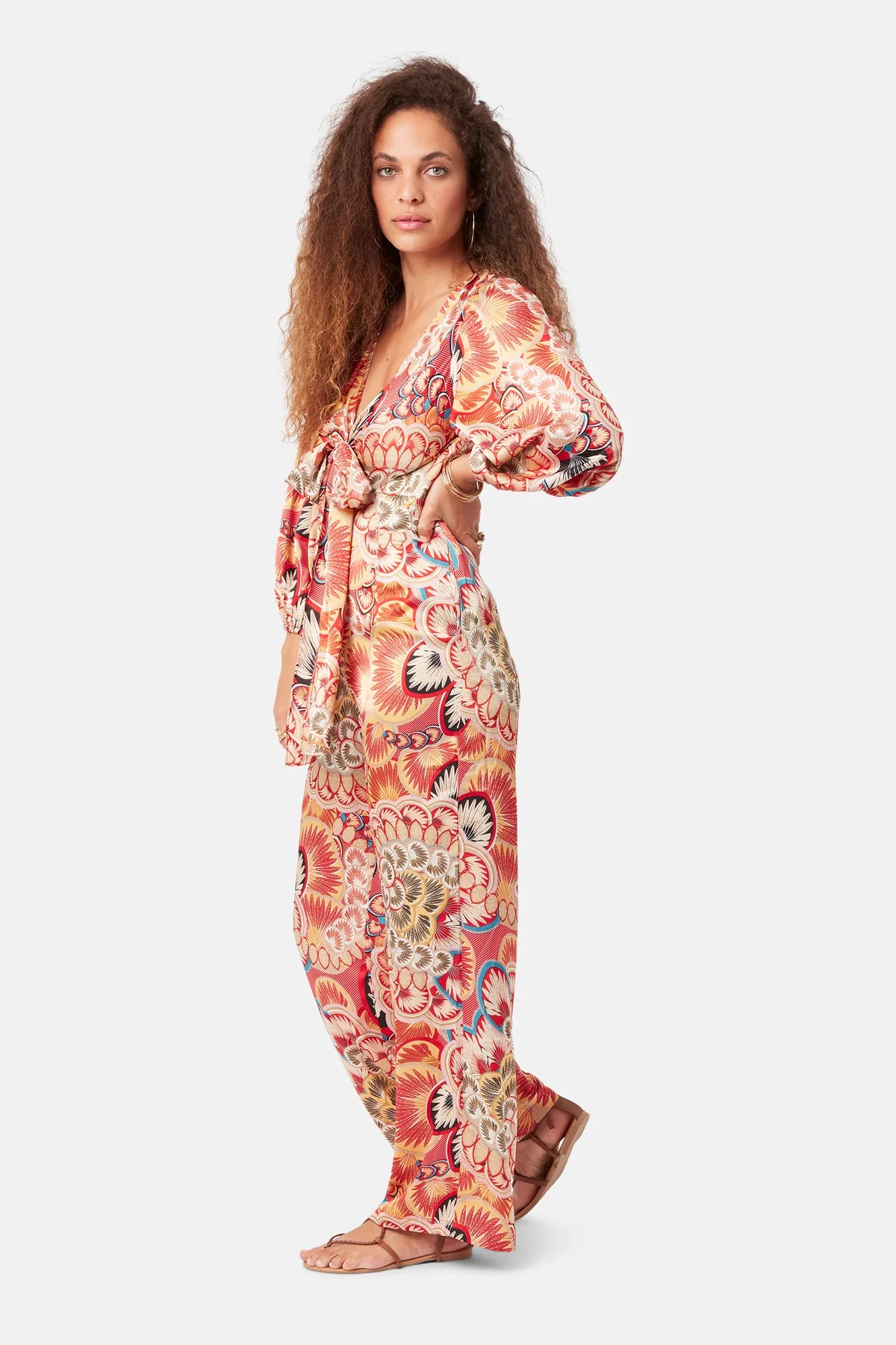 Traffic People Betsy Coral Retro Print Ολόσωμη Φόρμα - BTH12429009