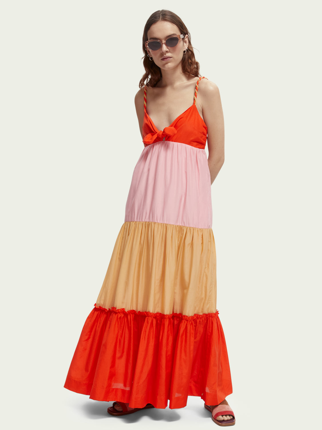 Scotch & Soda Colourblock Silk-blend Maxi Φόρεμα 166271
