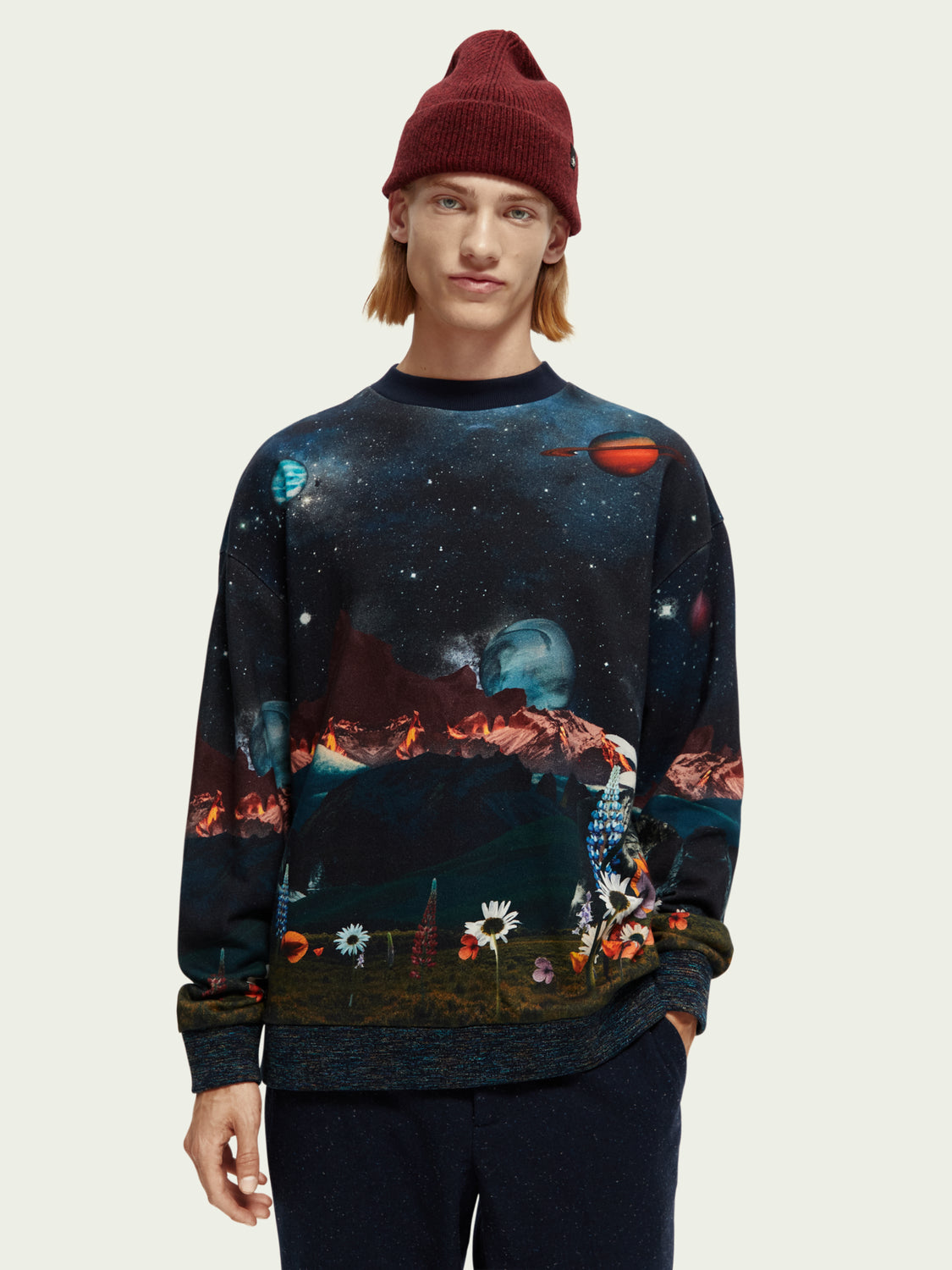 Scotch & Soda Printed Organic Cotton Felpa Sweatshirt 171266