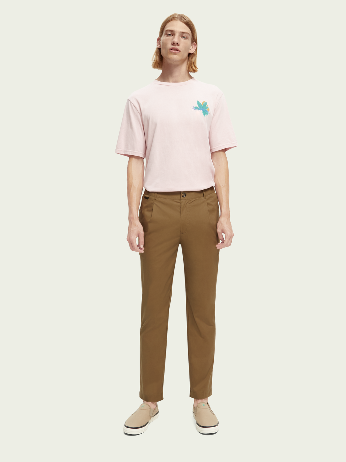Scotch & Soda The Blake Regular Slim Fit Pleated Poplin Chino 169812