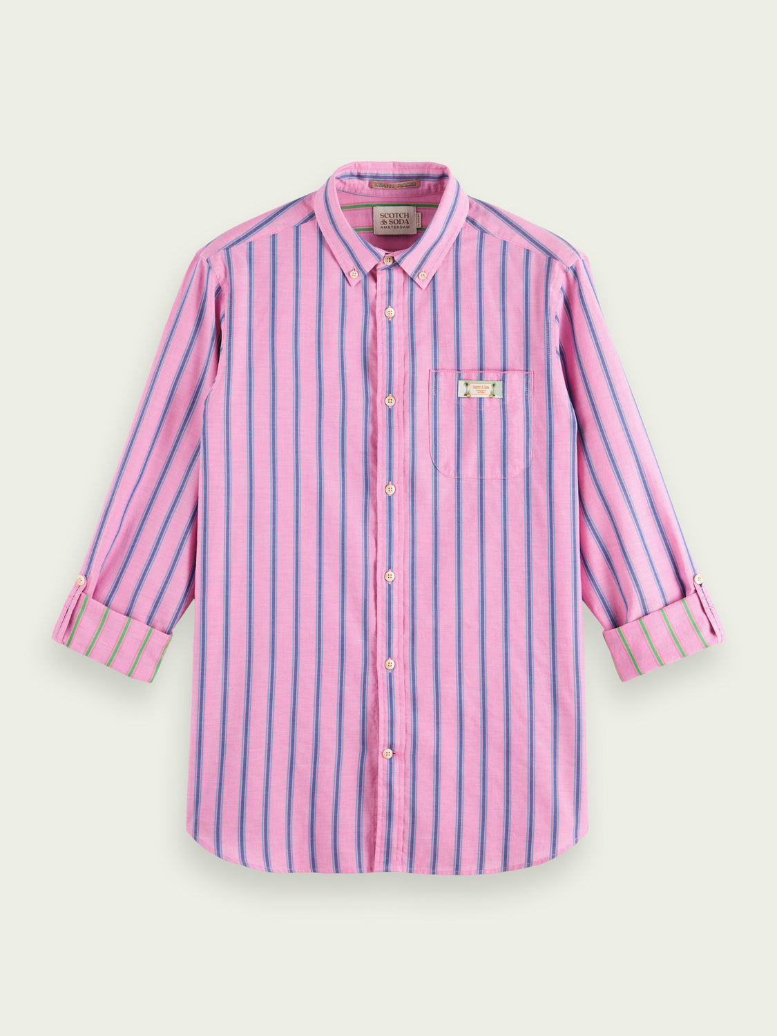 Scotch & Soda Regular Fit Striped Shirt With Sleeve Adjustment 171619