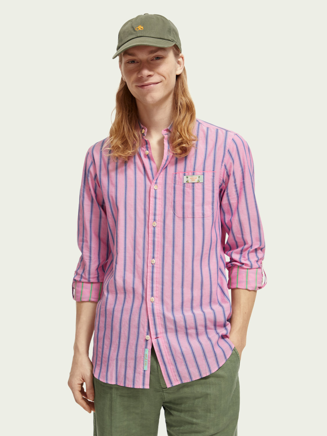 Scotch & Soda Regular Fit Striped Shirt With Sleeve Adjustment 171619