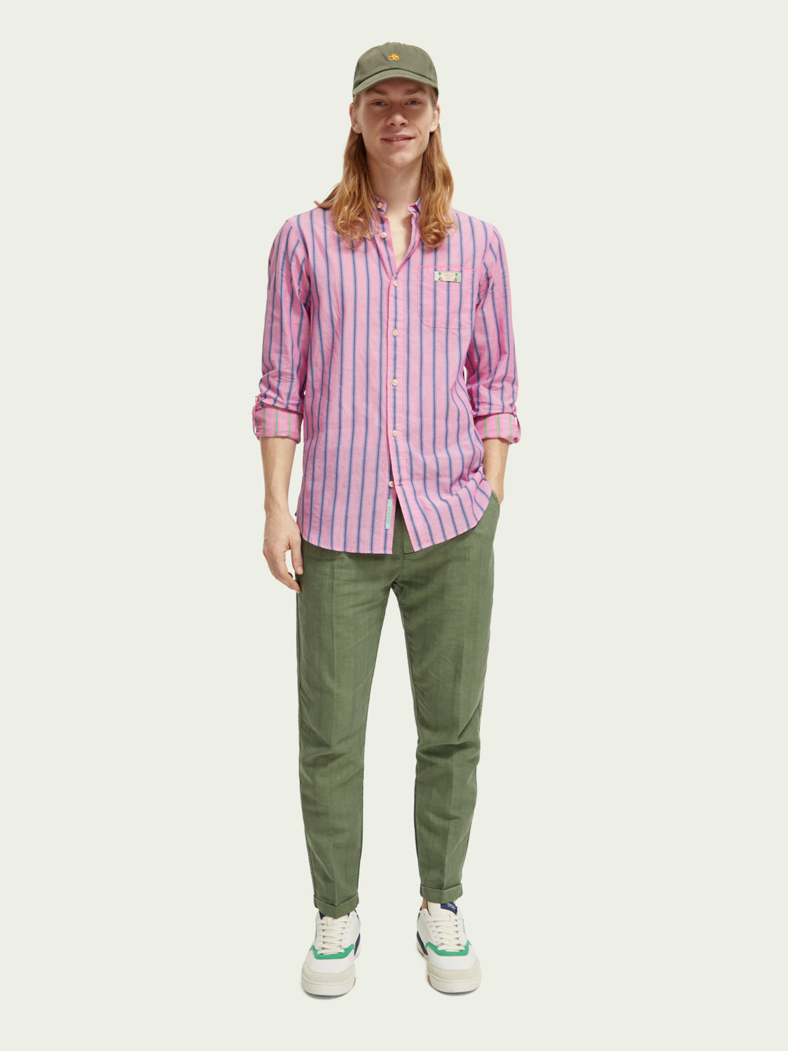 Scotch & Soda Regular Fit Striped Shirt With Sleeve Adjustment 171619