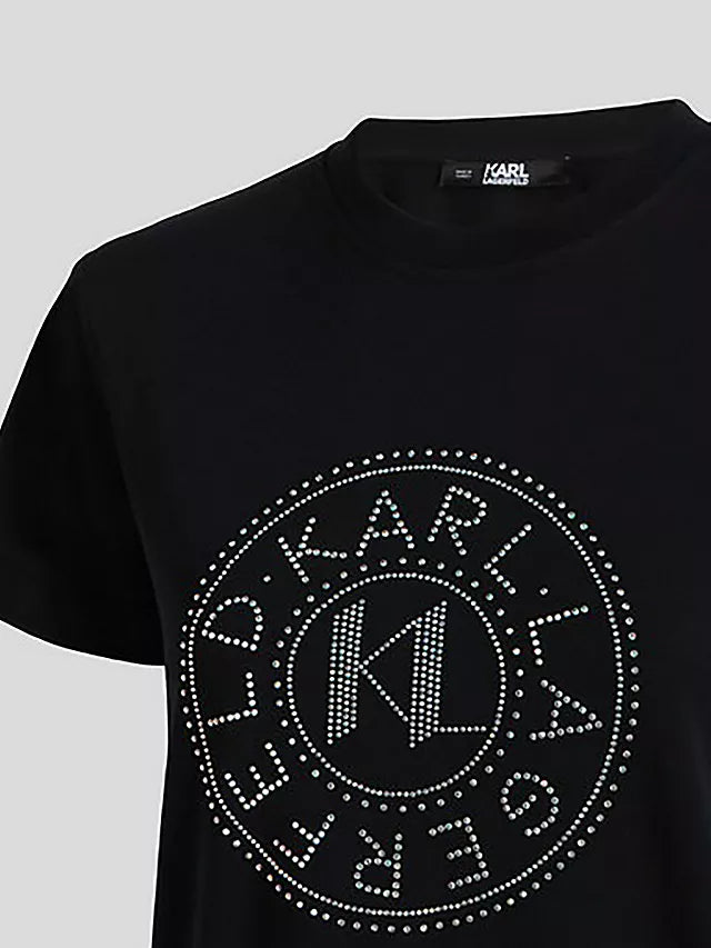Karl Lagerfeld Rhinestone Logo T-Shirt 240W1700