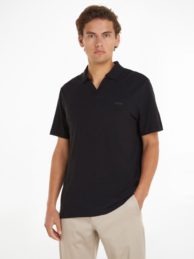 Calvin Klein Cotton Linen Open Collar Polo Shirt K10K112959