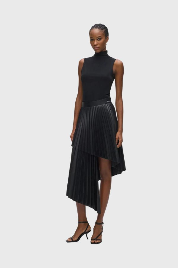 Karl Lagerfeld Pleated Faux Leather Skirt B3W12008