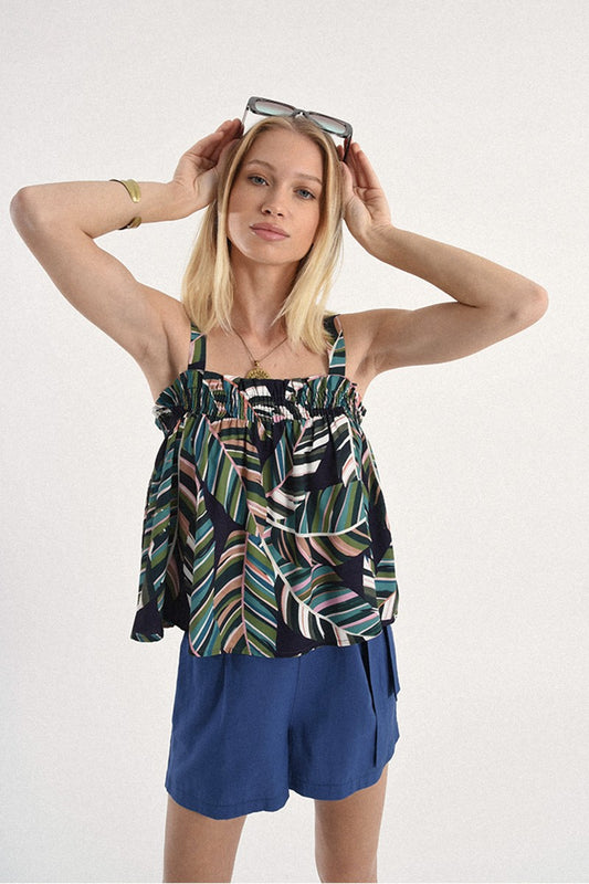 Molly Bracken Printed Ruched Top LA1305BE