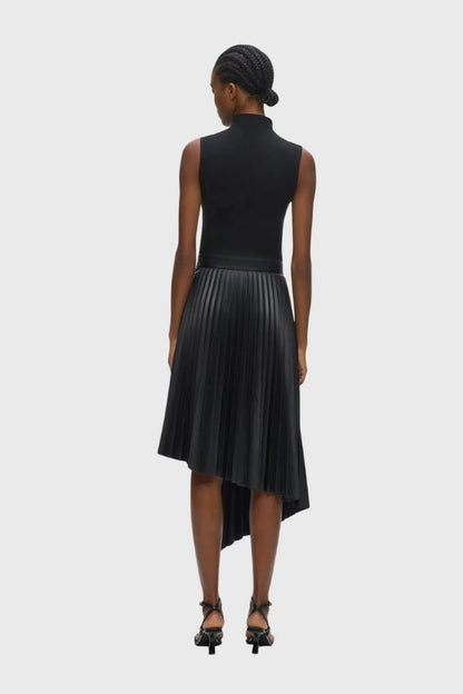 Karl Lagerfeld Pleated Faux Leather Skirt B3W12008