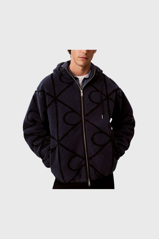 Calvin Klein Sherpa Fleece Emblem Zip Hoodie LV04RH251G