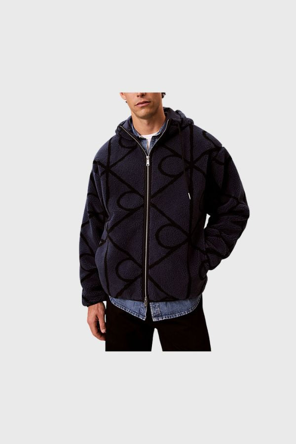 Calvin Klein Sherpa Fleece Emblem Zip Hoodie LV04RH251G