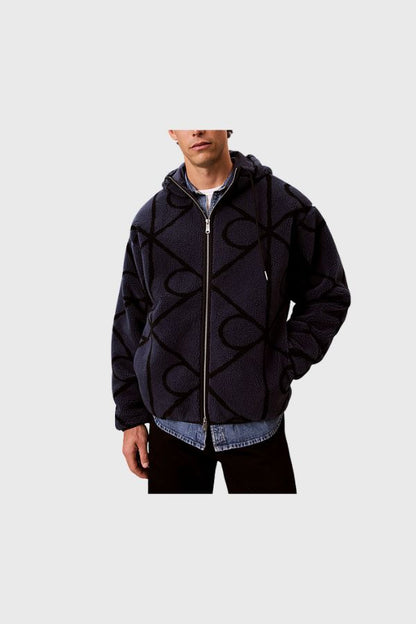 Calvin Klein Sherpa Fleece Emblem Zip Hoodie LV04RH251G
