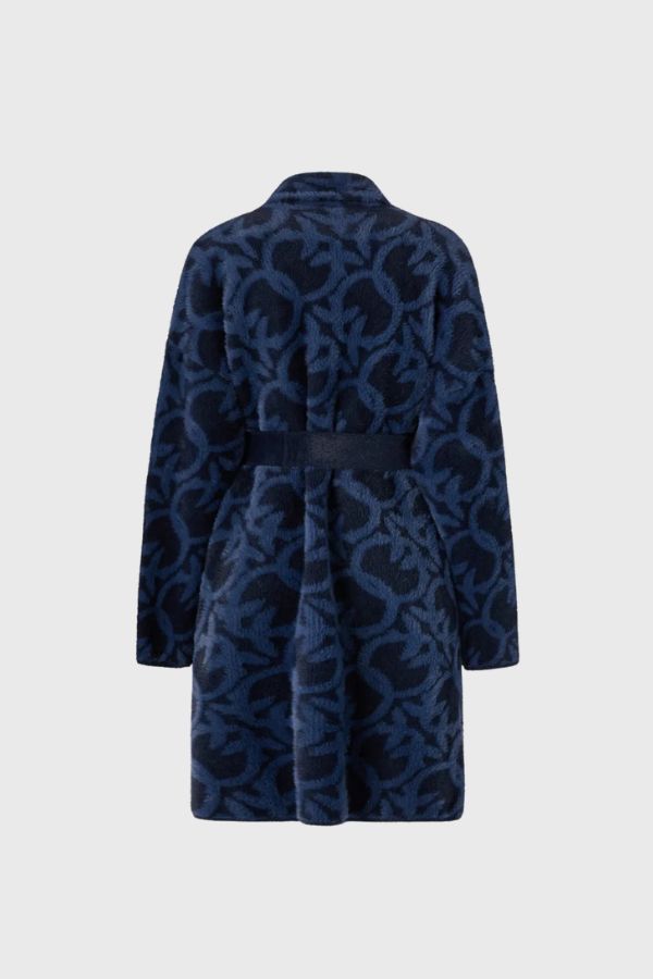 Pinko Velour-Effect Coat With Jacquard Logo 105415 A2WY