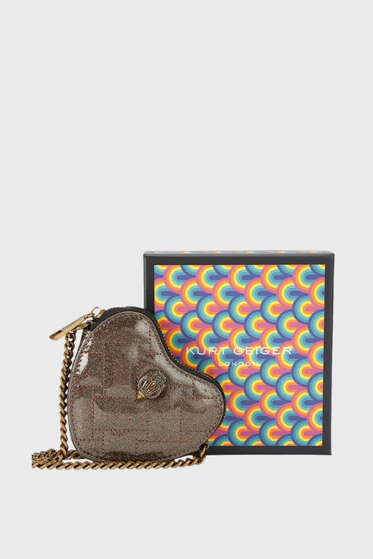 Kurt Geiger Micro Heart Glitter Quilted Crossbody Τσάντα 4029260769