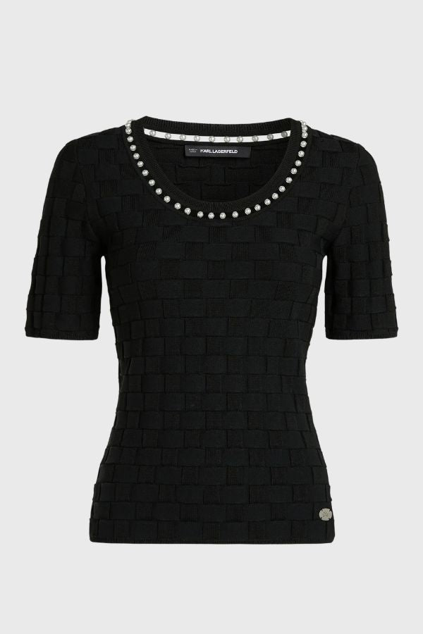 Karl Lagerfeld Pearl Detail Knit Top B3W18022