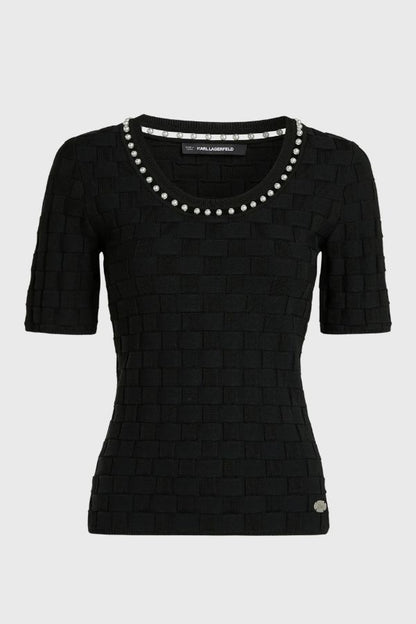 Karl Lagerfeld Pearl Detail Knit Top B3W18022