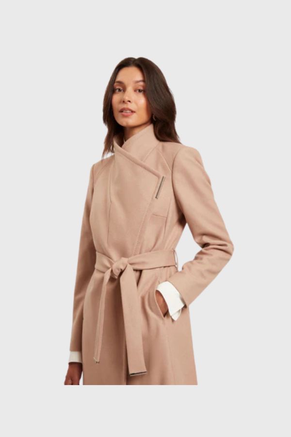 Ted Baker Mid Length Belted Wool Wrap Coat WMO-ROSE