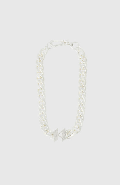 KARL LAGERFELD K/MONOGRAM CHAIN PAVE NECKLACE, Silver Women's Necklace