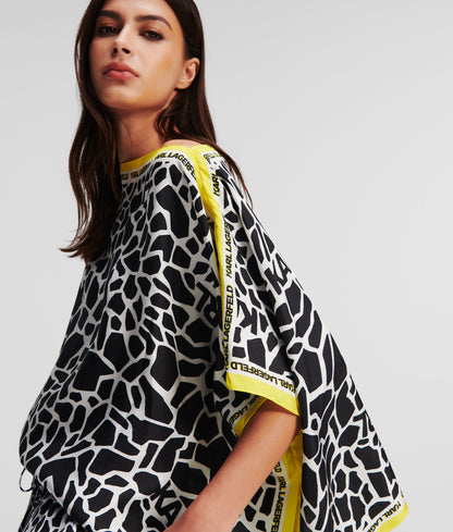 Karl Lagerfeld Giraffe Print Silk Tunic Shirt 241W1607