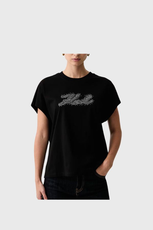 Karl Lagerfeld Rhinestone Logo T-Shirt B4W17048