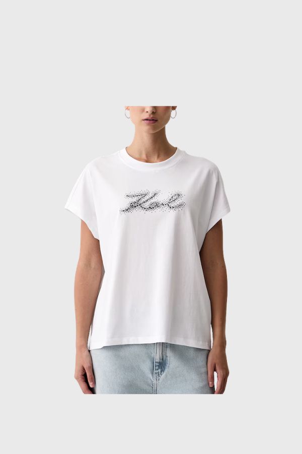 Karl Lagerfeld Rhinestone Logo T-Shirt B4W17048