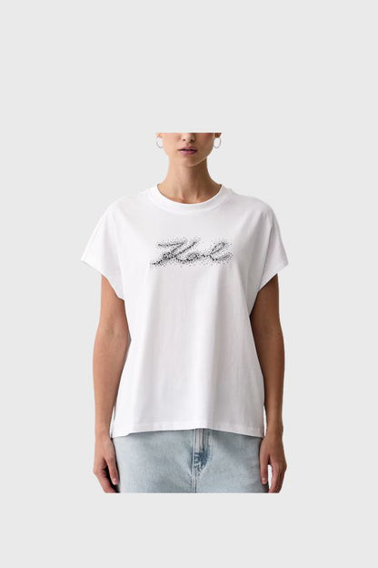 Karl Lagerfeld Rhinestone Logo T-Shirt B4W17048
