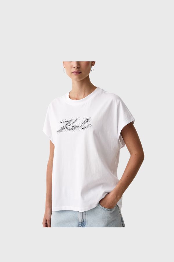 Karl Lagerfeld Rhinestone Logo T-Shirt B4W17048