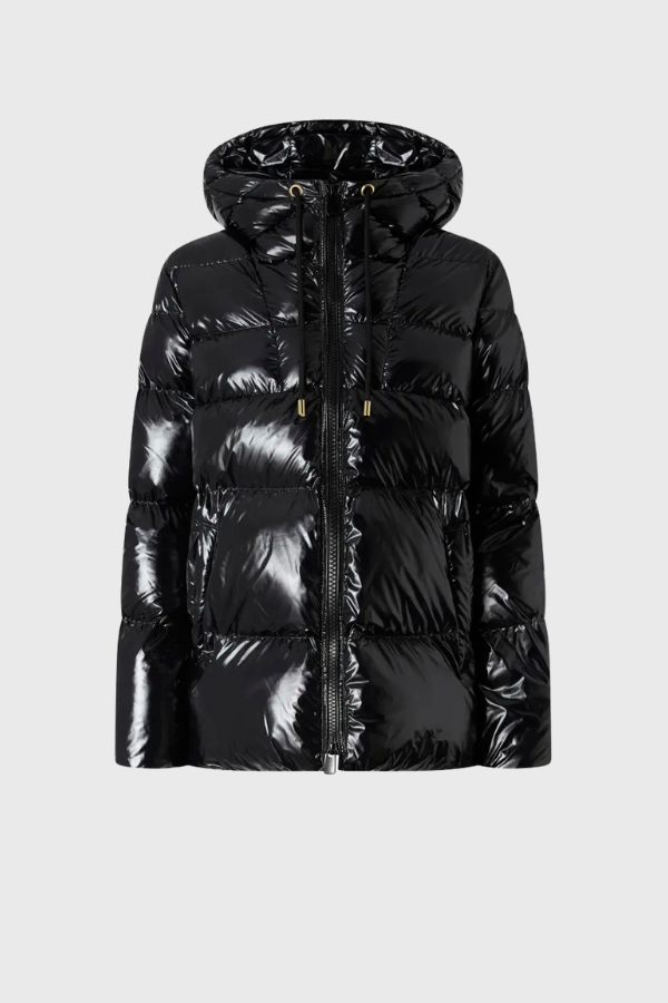 Pinko Eleodoro Caban Hooded Crystal Nylon Down Jacket 101597A2P7Z99