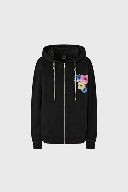 Pinko  Zucchero Zipped Hoodie With Flower Print 105701A2R2Z99