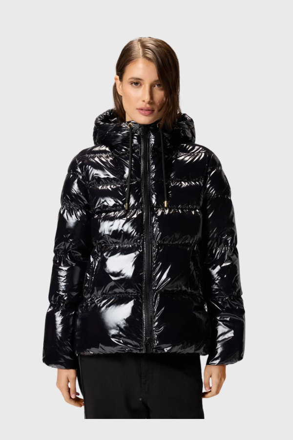 Pinko Eleodoro Caban Hooded Crystal Nylon Down Jacket 101597A2P7Z99