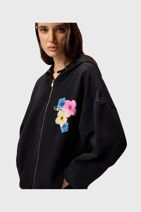 Pinko  Zucchero Zipped Hoodie With Flower Print 105701A2R2Z99